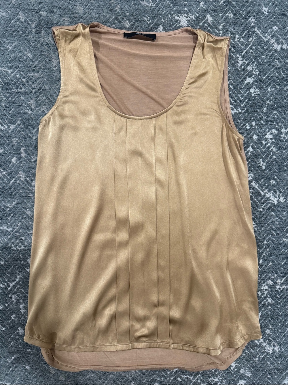 Steffen Schraut Gold Silk Pleated Sleeveless Top Size 36 (Small)